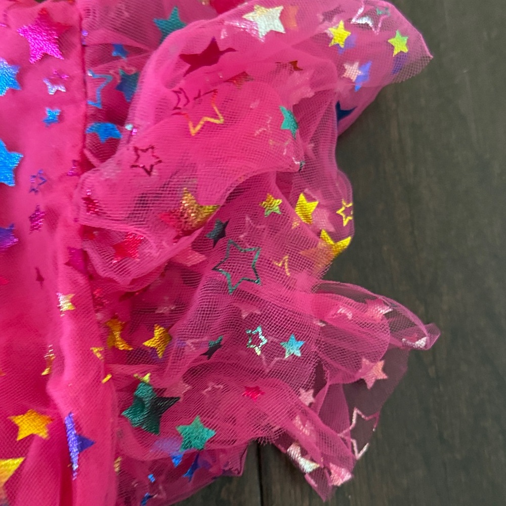 NWT Imekis Girls' Bright Pink Star Tulle Party Dress - Picture 3 of 12